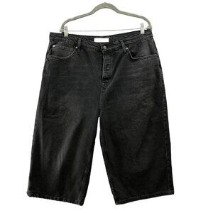 Topman Bermuda Jean Shorts Mens Size 38 Black Baggy Relaxed 17'' Inseam